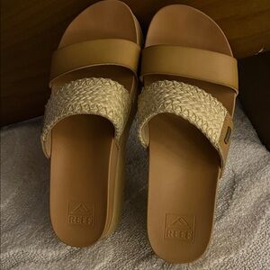 Reef Cushion Vista Higher - Woven Tan Platform Sandals